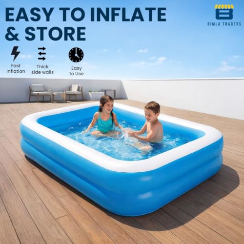 Image of Btag Premium Inflatable Family Swimming Pool for Kids & Adults | Extra-Large 6 Feet 3-Layer Striped Bath Tub Without Pump for Home & Outdoor Use.