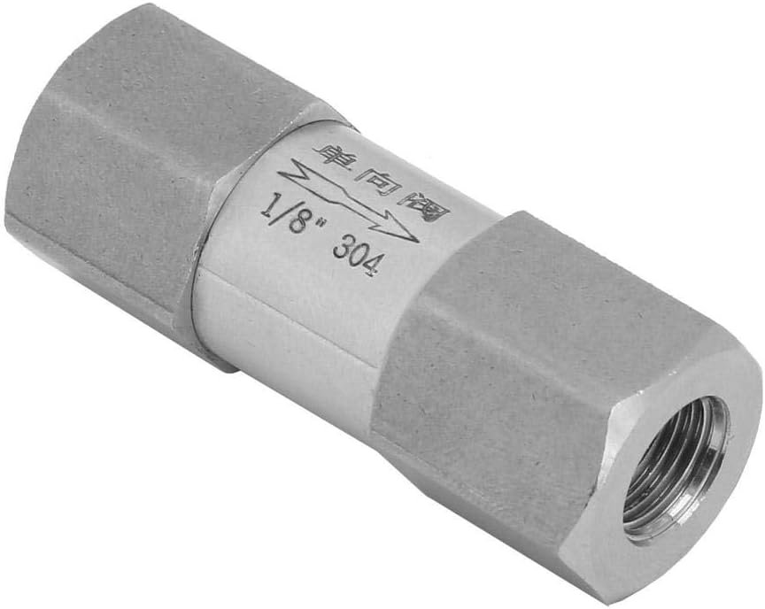 Oumefar Stainless Steel Air Check Valve Hex Air One Way Valve High Temperature Pressure Endurance Check Valve Split Female Thread(1/8")