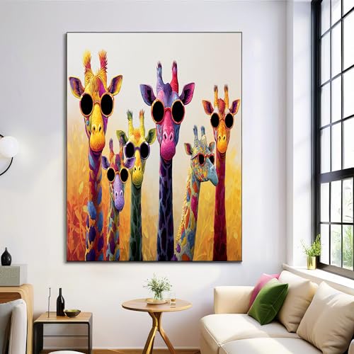 Pintura cuadros decoracion de hermosa jirafa GDJSMIN para un hogar alegre de 60x90cm