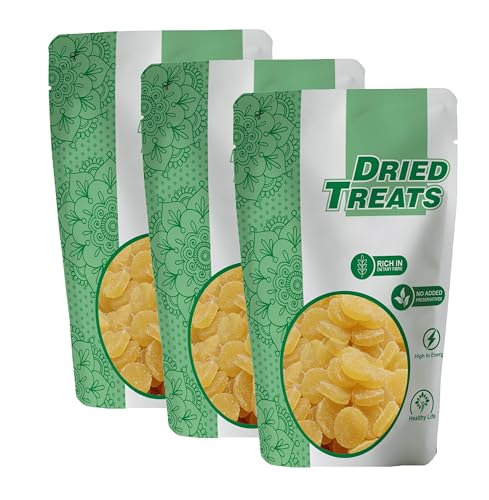 Image of Dried Treats Dried Pineapple Coin 600 Grams (200g X 3) - Family-Friendly Tasty, Softy & Chewy Healthy Pineapple Flavor Candies Loved by Kids, Great for Trail Mixes |Candied Pineapple Coin Perfect For Hiking and Travel Enthusiasts | No Added Sugar, Vegan Friendly Sun-Dried Pineapple Candy