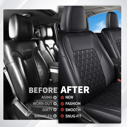 Image of Huidasource Car Seat Covers Fit for Toyota RAV4, Full Coverage Waterproof Leather Seat Cushion Covers Full Set Fit for 2013-2018 Toyota Rav4 XLE LE XLE Premium Limited (Not for Hybrid, Black)