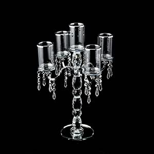 CANDELABRO CÓNICO 32" TRANSPARENTE 5 Brazos Cristal Vidrio