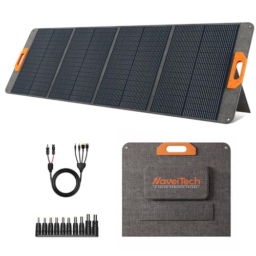 Image of NaveiTech 200W Portable Solar Panel, 25% High Efficiency Foldable Solar Panel Charger for Power Station, for Power Station, with Sturdy Kickstands, Fast Setup for Camping, RV, Pickup, Marine Off-Grid
