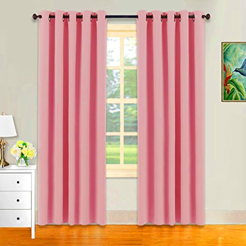 Image of JUPON Silk Blackout Curtain Pack Of 1 Piece With 3 Layers Weaving Technology & Solid Grommet Curtains Pattern /Thermal Insulated Draperies Energy Saving (W 44 inch X 84 inch L) Pink