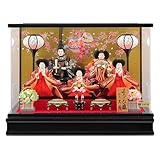 雛人形 ひな人形 雛 久月 ケース飾り 五人飾り よろこび雛 小芥子 着付 アクリルケース オルゴール付 h043-kcp-5-36