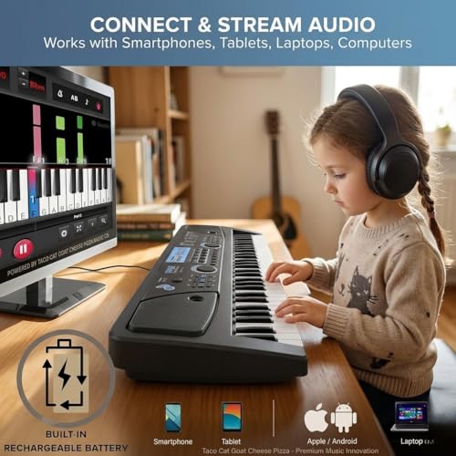 Image of Kids Piano Keyboard with Mic 37 Keys 8 Rhythms 8 Tones 6 Demos Portable Electronic Keyboard Toy Beginners Educational Songs Recording Musical Toys 2 3 4 5 Years Boys Girls