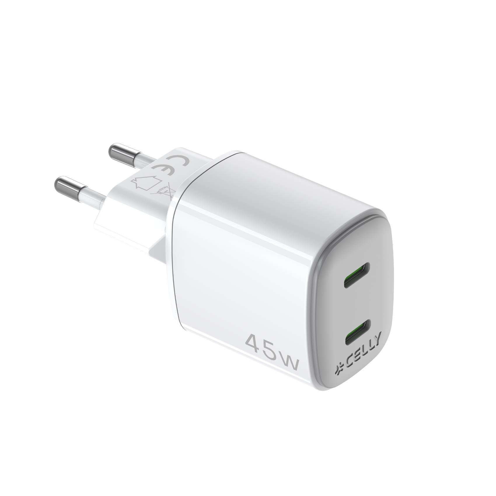 Celly UP TC 2 USB-C 45W Duvar Şarjı,USB port sayısı: 2,Renk: Beyaz