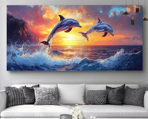Diamond painting dauphin XXL 100x200cm broderie diamant kit complet 5D bricolage adulte M225