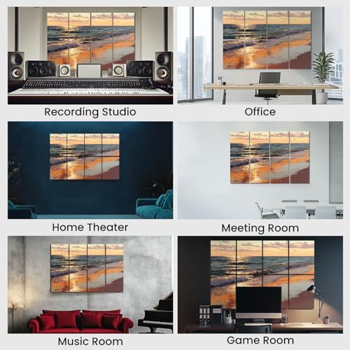 8 Pack Paneles Acústicos Artísticos Serene Sunset Beach Shimmering Ocean Pastel Skies Paneles Decorativos Absorbentes de Sonido 48"x32" Reducción de Ruido para Oficina miniatura 7