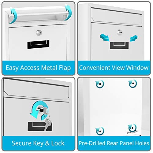 image for Modern Wall Mount Lockable Mailbox - Outdoor Galvanized Metal Key Larg