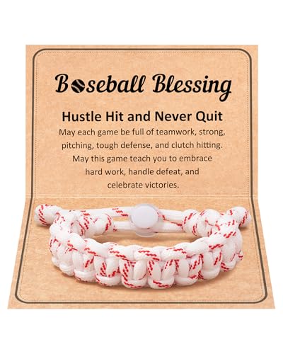 HGDEER Baseball Bracelet, Adjustable Braided, Baseball Basketball Gifts for Teens, Teams, Son, Grandson Brother
