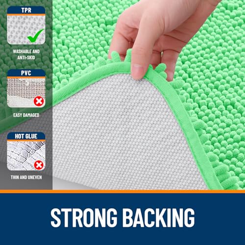Image of OLANLY Large Bathroom Rugs 40x32, Extra Soft Absorbent Chenille Bath Rugs, Rubber Backing Quick Dry, Machine Washable Bath Mats for Bathroom Floor, Tub and Shower, Home Decor Accessories, Mint Green