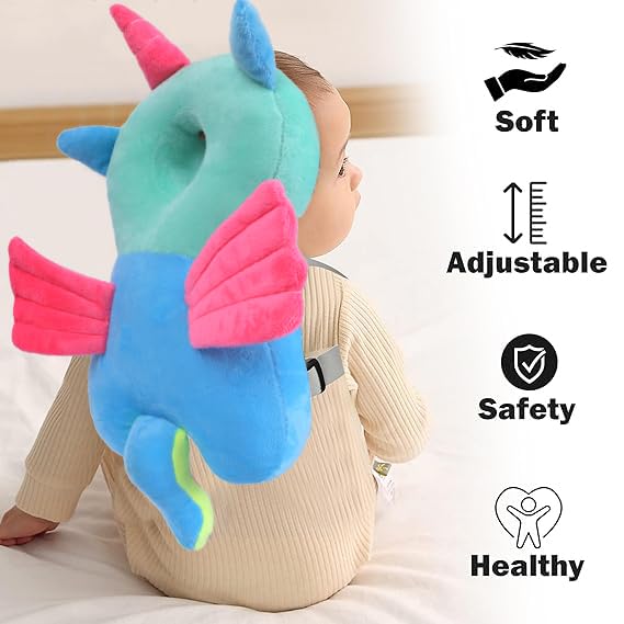 HUG PUPPY Baby Head Protector Cushion Plush Soft Toy-Full Protection Helmet Baby Head Protector Child Adjustable Shoulder Strap Mustard Seed Head Shaping Pillow Set of 3 (Multi) - Image 6 thumbnail