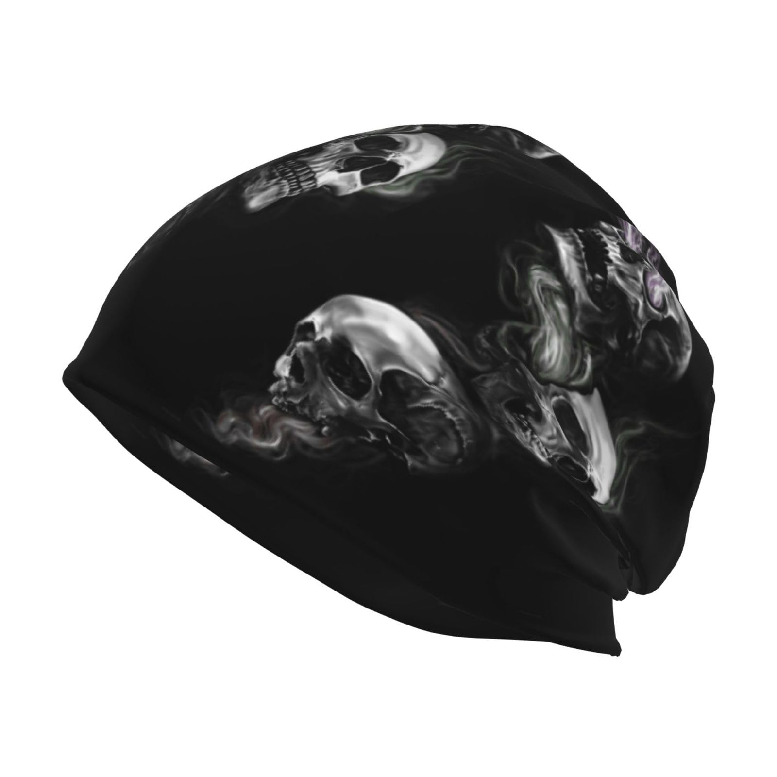 TKDYVAI Skull Stretch Slouchy Beanie Hat for Women Men Cool Knit Skull Cap Mens Slouch Beanie Cap Skull Hats, Skull 01, One size