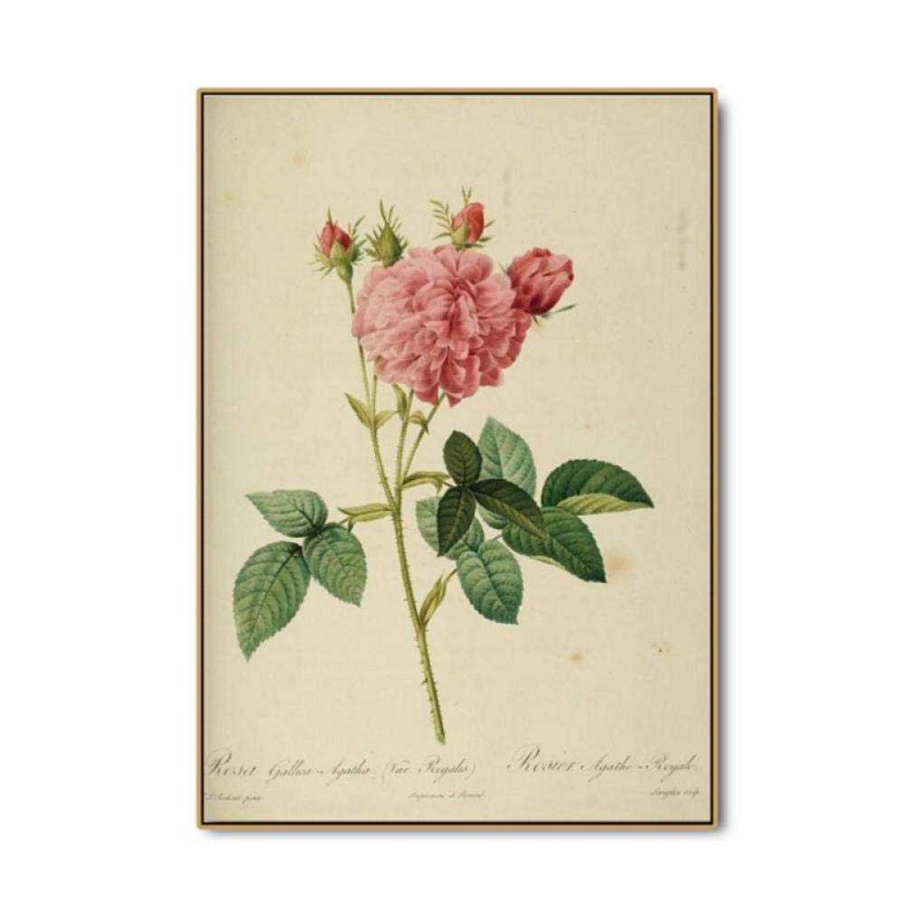 AYAROS Poster su tela con stampa di fiori rosa, stile vintage, shabby chic, decorazione da parete, per finestra, soggiorno, camera da letto