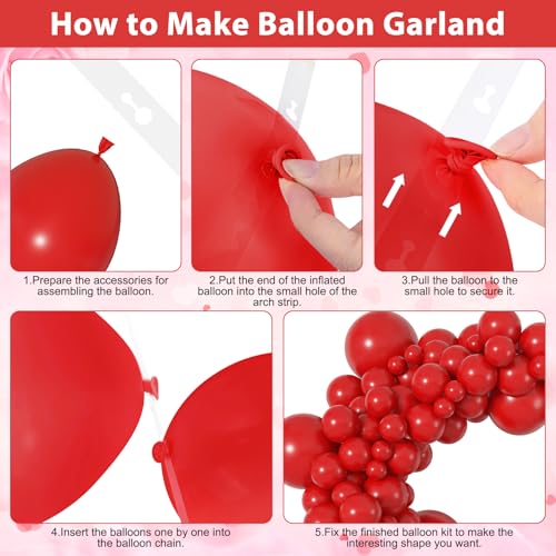 Image of Ouddy Life 157Pcs Red Balloons Arch Garland Kit, Red Latex Balloon Different Sizes for Women Girls Mother's Day Bachelorette Wedding Anniversary Birthday Party Decorations