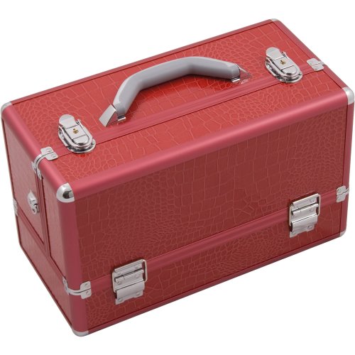 Hiker Basilica Makeup Case Professional Nail Travel Organizer Box, Red Crocodile, 7 Pound