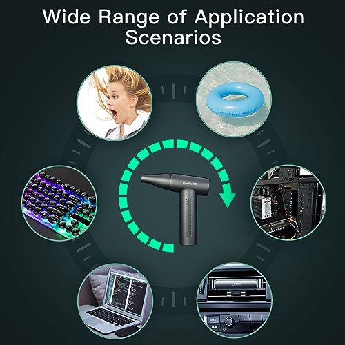 Image of Compressed air Duster, Mini 110000RPM Electric air Duster, Low Noise Cordless air Duster Replace Compressed Air Can, 2 Hours MAX Usage time air Blower for Keyboards, Computers, Offices, etc.