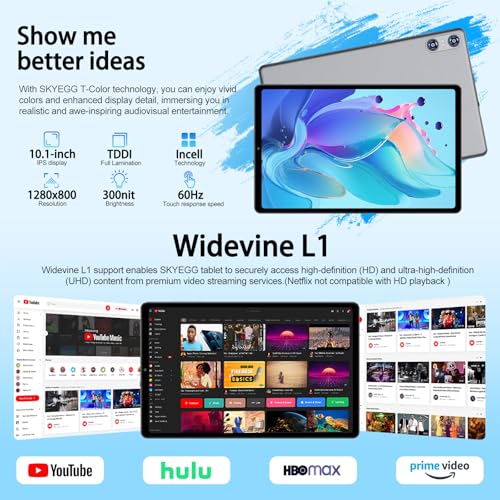 Image of 2026 Android 15 Tablet with Keyboard, 10.1 Inch Tablets FHD Display 30GB RAM 64GB ROM 1TB Expand, Octa-Core 2.0GHz, Widevine L1, 6000mAh Battery, 5G WiFi & GPS, Gemini AI, 2-in-1 Tableta PC - Gray