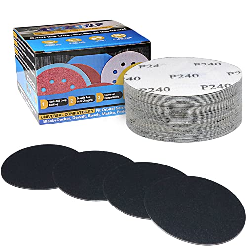 IROKCAKPT 耐水ペーパー セット 125mm #120番 粗目 サンディングディスク 无穴 丸型 ランダムサンダー ペーパー マジック式 ディスクペーパー,ヘッドライトの研磨 木工DIY作業に 金属磨き(50枚入)