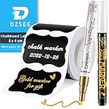 Etiketten Selbstklebend, DZSEE® Löschbar Beschriftungsetiketten Selbstklebend, Wasserdichte etiketten zum beschriften, Tafel Aufkleber, Etiketten Küche für Gewürzgläser, Flaschen| Blume-90stk+2