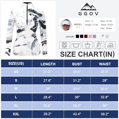Image of GGOV Golf Shirts for Woman UPF 50+ Sun Protection Quick Dry Lightweight Long Sleeve Polo Shirts for Woman Rash Guard