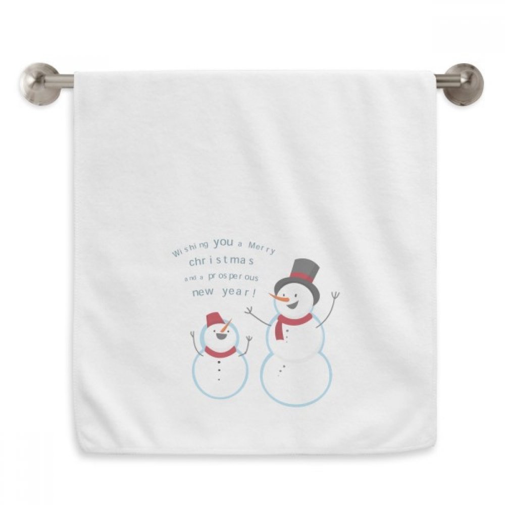 Serviette bonhomme de neige Joyeux Noël 33x74 cm blanche en coton doux
