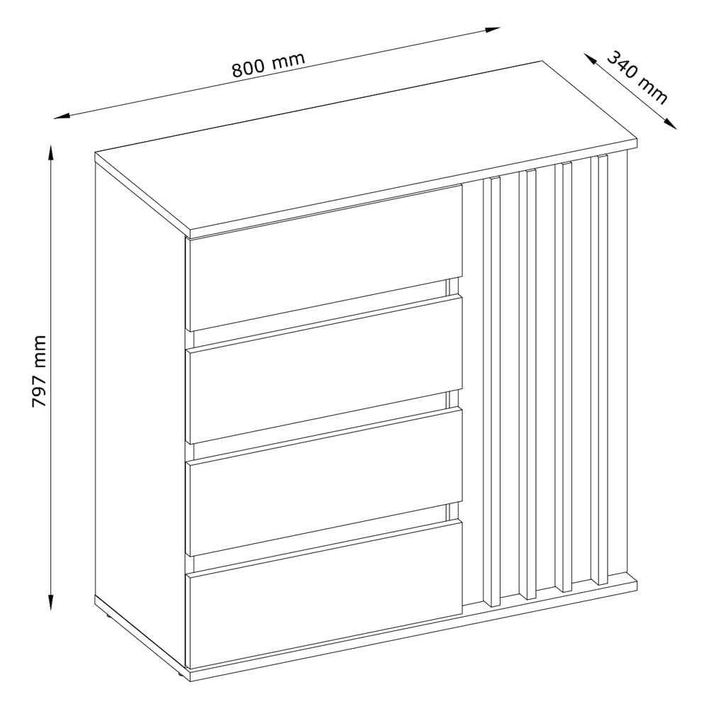 Lomadox Garderoben Set Kommode mit Bank Paneel Spiegel Eiche Graphit Lamellen-Design