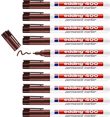 edding 400 permanent marker - black - 4 pens - fine round nib 1 mm - waterproof, quick-drying, smear-proof pens - for cardboard, plastic, wood, metal, glass and fabric