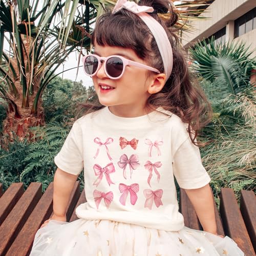 Girls Coquette Bow Toddler Shirt - Cute Girly Pink Bows Soft Girl T-Shirt - Kids Natural Toddler & Youth Tee4