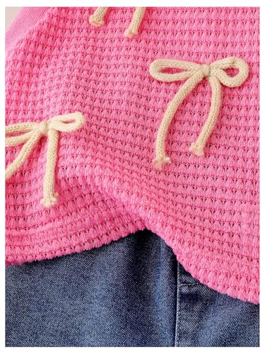 Image of WDIRARA Toddler Girl's 2 Piece Set Bow Tank Elastic Waist Denim Shorts Outfits