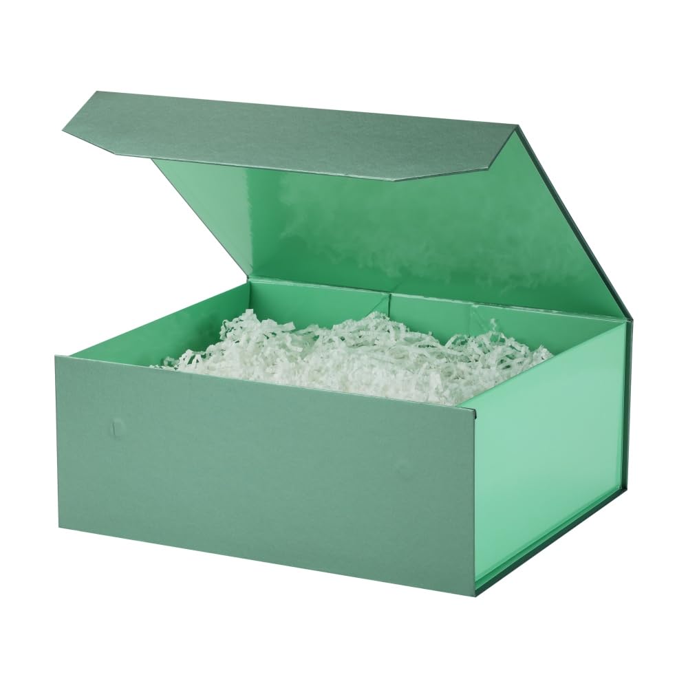 PACKGILO Green Large Magnetic Gift Box with Lid 13x11x5.3 In 1 Pack