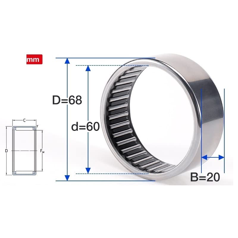 KOVNOVI Needle Roller Bearing HK5016 HK5020 HK5022 HK5025 506038 5520 HK5525 5528 6012 HK6020 HK6032 Bearings (Color : HK6020 60x68x20mm, Size : 2pcs)