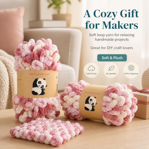 Image of Loop Yarn 5Packs,Shenlin Chunky Chenille Yarn for Hand Knitting Baby Blanket,Machine Washable Polyester Fluffy Thick Bulky Yarn for Scarfs,Craft Projects