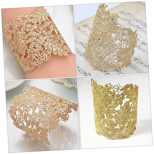 Open Bracelet Antique Leaf Flower Metal Hollow Lace Bracelet Vintage Cuff Open Wide Big Bangle Women Waist Jewelry Metal Golden Trendy Wrist Chain4