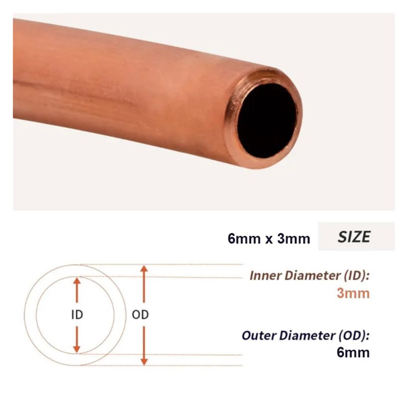 Alambre de cobre Cobres de bobina tubo cobre blando 1M | Tubo De Alambre, Aire Acondicionado, Enfriamiento, Manualidades De Bricolaje(10x7mm)
