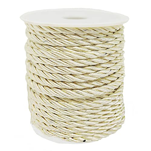 Lanyoshe 5Mm 18Yards Twisted Cord Trim Beige Nylon Decorative Rope 3 Braided Trim Thread String For Curtain Tieback, Christmas Bag Drawstrings, Home Décor, Embellish Costumes And Jewelry Crafts #TOP4
