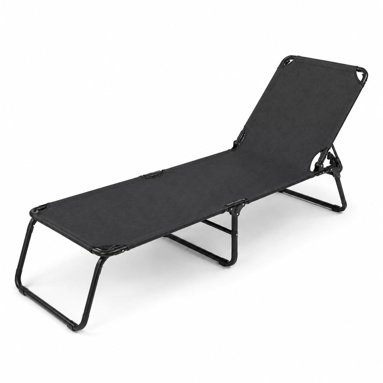 Lettino Pieghevole Prendisole Senza Tettuccio Parasole Schienale Reclinabile Regolabile Struttura In Metallo Nero Sedia Sdraio Per Spiaggia Mare Giardino Piscina 187 x 53 x 24 Cm Nero