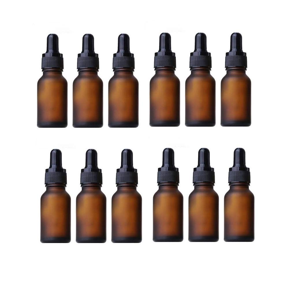 JARBAZAAR (SET OF 12PCS) 15 ML AMBER FROSTED GLASS BOTTLES WITH Dropper and Cap for Oils, Blends, Cosmetics, Multipurpose Bottle for Home and Travel Purpose, 100% LEAK PROOF-image-24