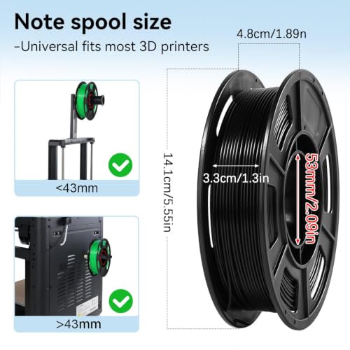 Image of Dynta 3D Printer Filament 250g 53mm Spool - 1.75mm High Precision Regular PLA Compatible with FLASHFORGE, Bambu Lab A1, Creality Ender-3 V3, Black, White, Red, Green, Blue, Purple for Beginners