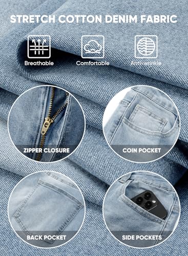 Image of JMIERR Men's Baggy Y2K Jeans Stretch Loose Fit Wide Leg Denim Pants | 5 Pockets, Oversized Casual Trousers, Vintage Relaxed wash, Breathable Cotton Blend，Hip Hop, Skater Streetwear, All-Season