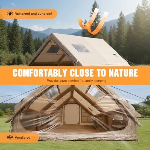 Carpa Inflable para Camping 4 Personas Beige miniatura 3