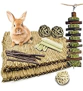 kathson Rabbit Grass Mat Bunny Chew Toys for Teeth Natural Woven Bed Paly Toy Small Animals Chew ...