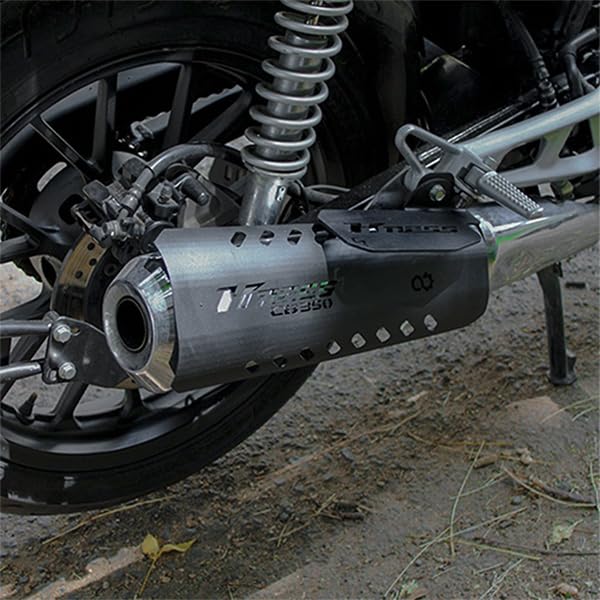 Image of Exhaust Guard | Heat Shield Cover | Exhaust Protector Compatible with Honda H'ness CB350 (Black) (Pack of 1)