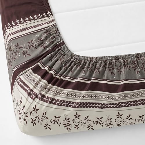 Image of IVAZA Ezyption Cotton Super Soft 240 TC Elastic Fitted All Around Elastic Printed King Size Double Bed Bedsheet with 2 Pillow Cover 72 inch X 78 inch3 Wine Floral