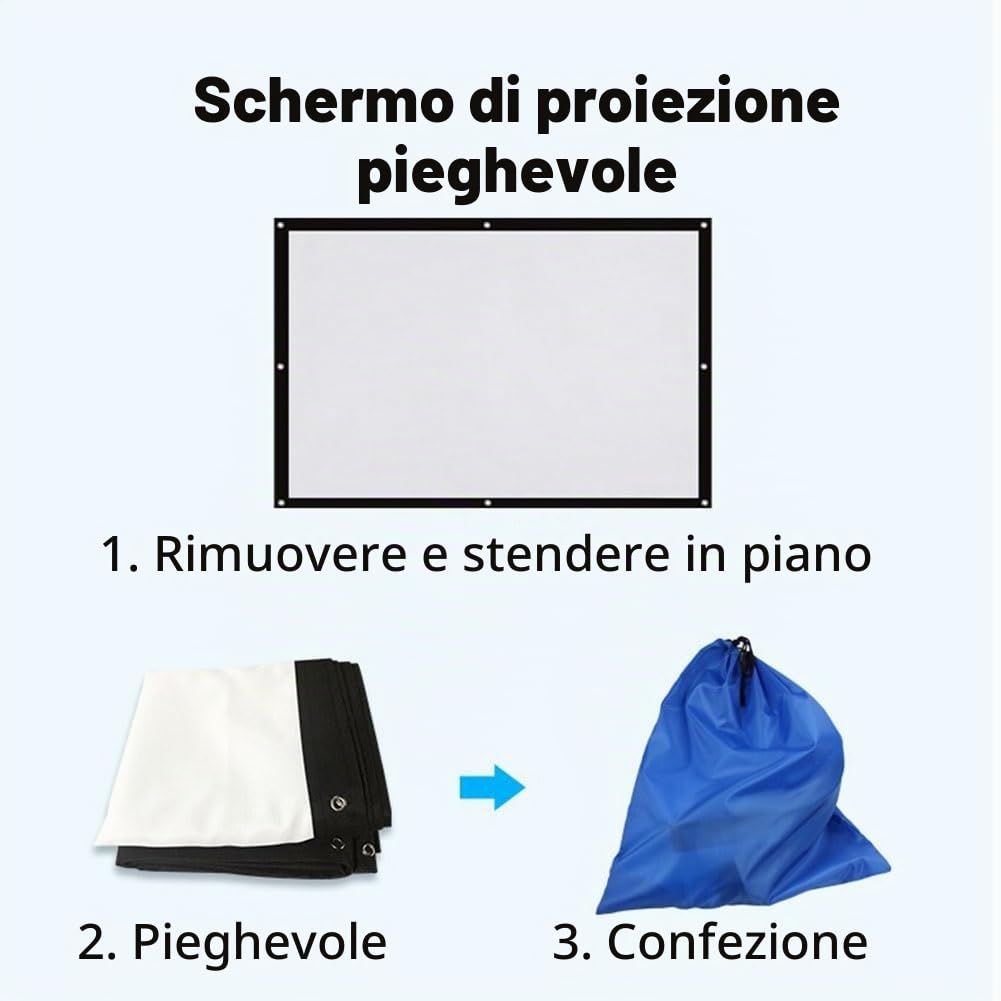 Schermo per Proiettore da 300 Pollici, Schermo per Proiezione di Film 16:9, Schermo per Proiezione Esterna per Scuola Casa Interno(300in(663x373cm))
