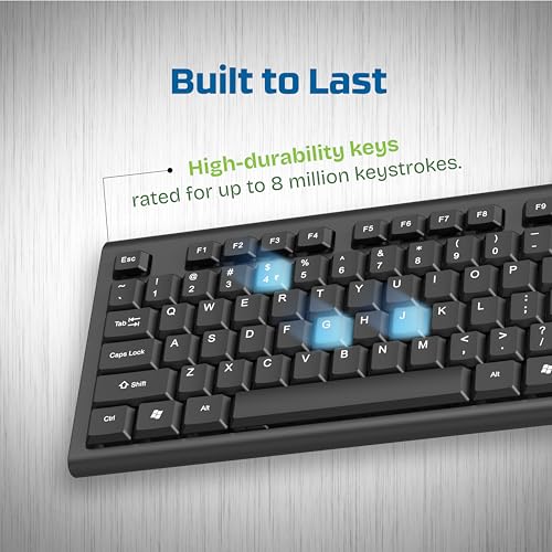 Image of Wireless Keyboard for Laptop, PC & Tablet, 2.4GHz Ultra Slim Keyboard with Soft Silent Keys, Adjustable Stand, UV Coated Keycaps, 10M Wireless Range, Black
