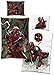 BERONAGE Deadpool Wende-Bettwäsche Weiß Grün 135 x 200cm + 80 x 80cm 100% Baumwolle Renforcé-Linon-Qualität mit YKK-Reißverschluss Anti-Held Maske Marvel Comic Kinderbettwäsche Deutsche Größe