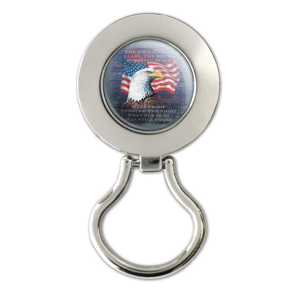 Patriotic Eagle Rockets Red Glare American Flag Magnetic Metal Eyeglass ID Badge Holder