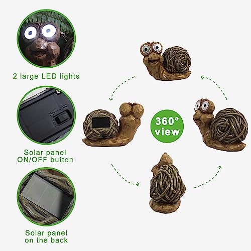 Rezpuao Garden Statues Snails Decor,Solar Snails Figurine Outdoor,Solar Powered Resin Snails Sculpture For Patio, Balcony, Yard, Lawn Ornament,Flowerbed, Deck, Doorsteps,Perfect Garden Gift,7.28Inch #TOP1